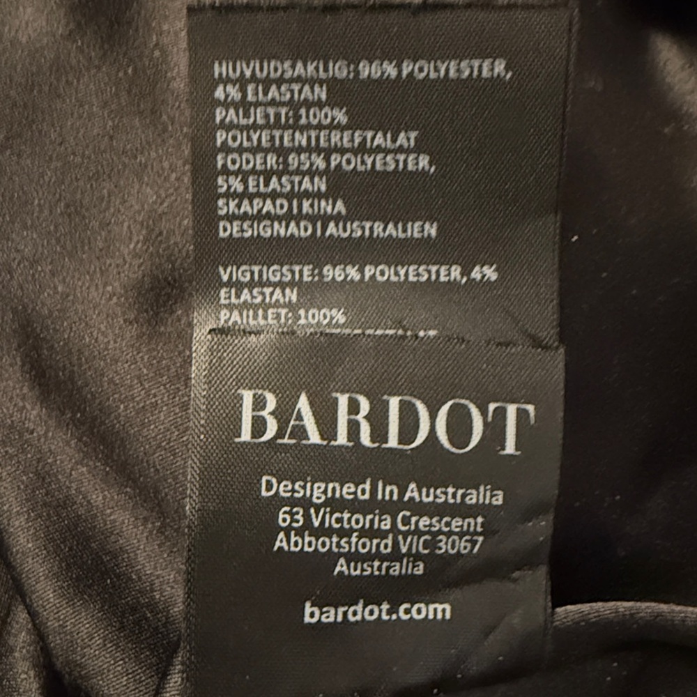 Bardot Cocktail Dress Sequins & Velvet, Off the Shoulder, Midi length, Black - Picture 8 of 8